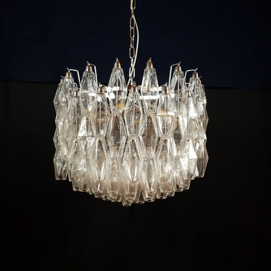 Lampadario a poliedri fatti a mano, di Murano. Vetri poliedri di Murano in cristallo. Designed and made in Venice, Italy.