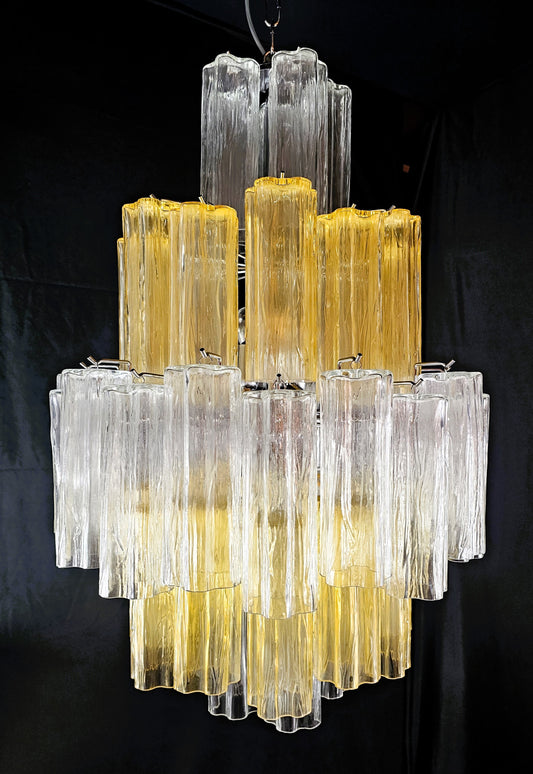 Lampadario di Murano a Vetri tronchi fatti a mano, ambra e cristallo. Designed and Made in Venice,Italy