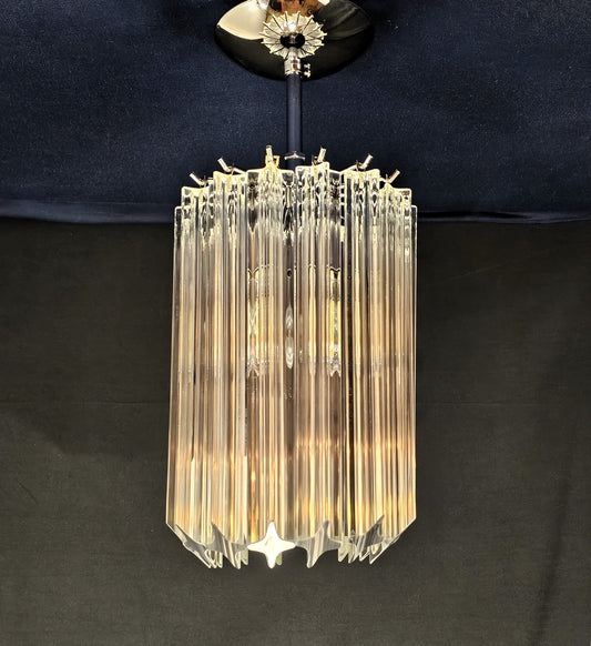 Lampada plafoniera Vintage Murano, stile Venini, anni'70. Vetri prismi quadriedri di Murano in cristallo. Designed and Made in Venice Italy.