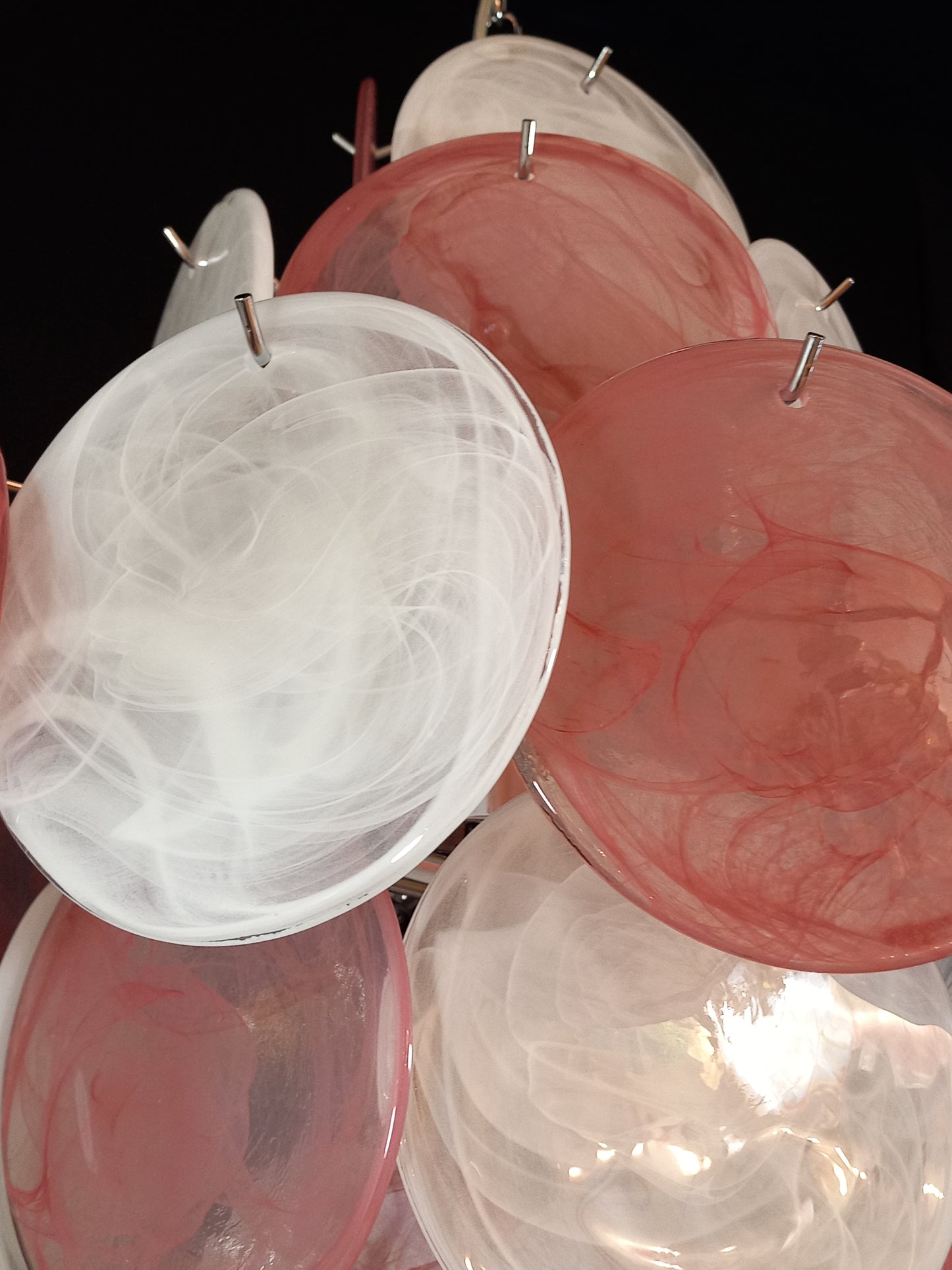 Murano Alabaster Disc Chandelier, with multicolor Alabaster handmade Disc Glass, made in Murano Italy