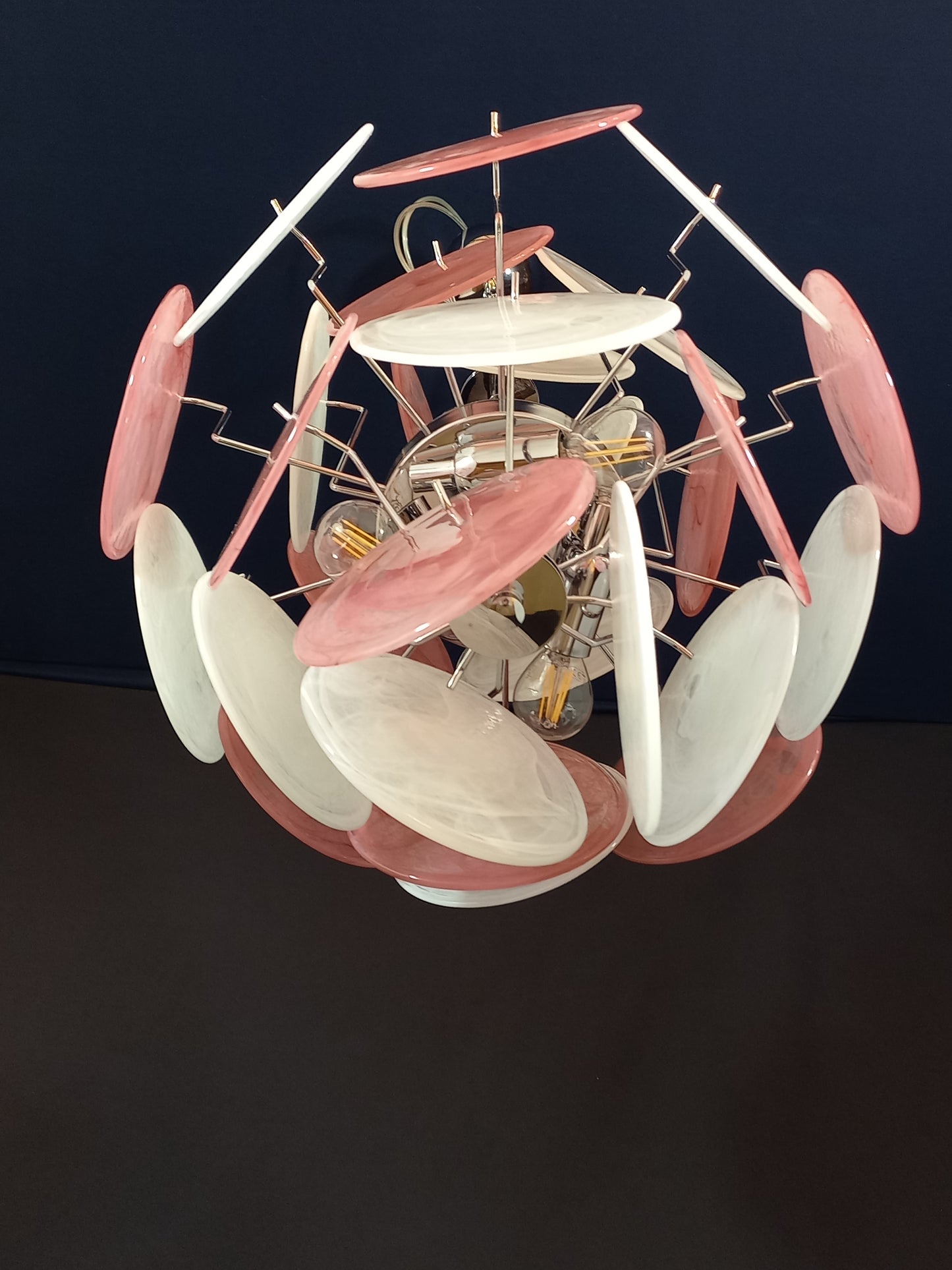 Murano Alabaster Disc Chandelier, with multicolor Alabaster handmade Disc Glass, made in Murano Italy