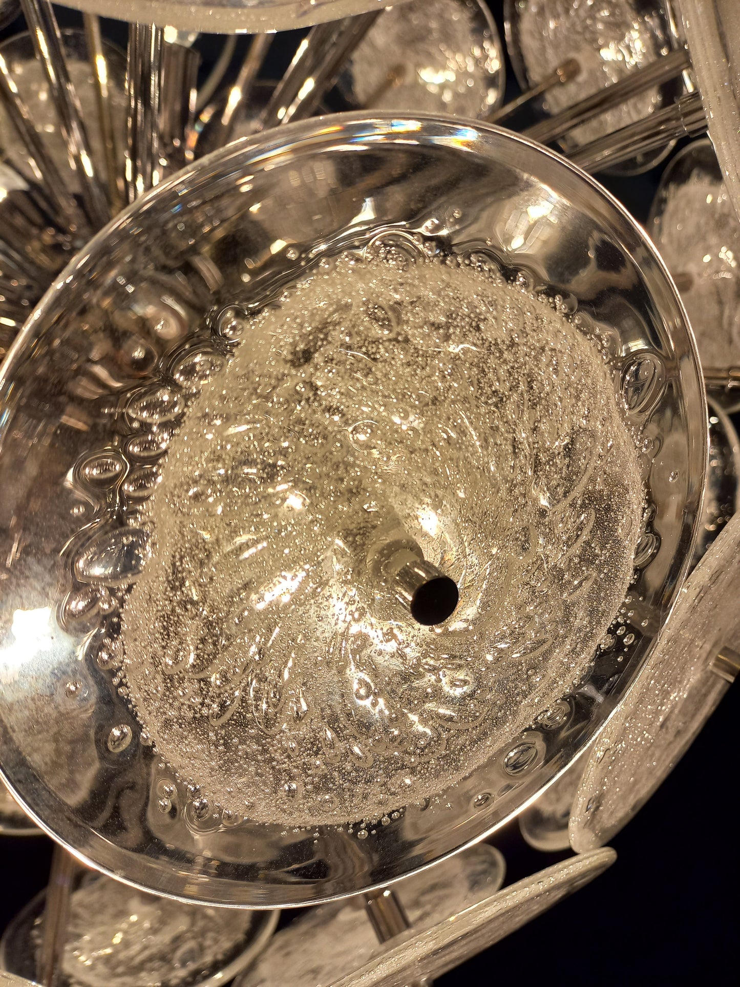 Lampadario Sputnik con vetri di Murano dischi pulegoso fatti a mano. Made in Murano, Venice