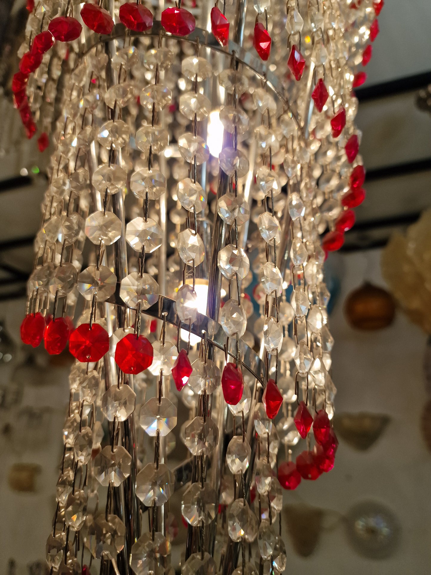 Lampadario Spirale Vintage Murano, stile Murrina. Vetri cristalli di Murano swarovsky, fatti a mano, designed and Made in Murano Italy