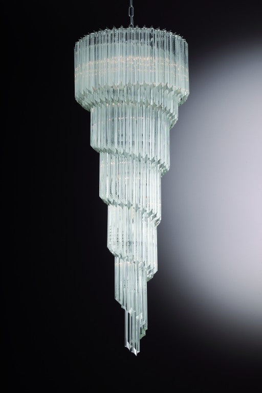Lampadario Spirale con vetri quadriedri di Murano