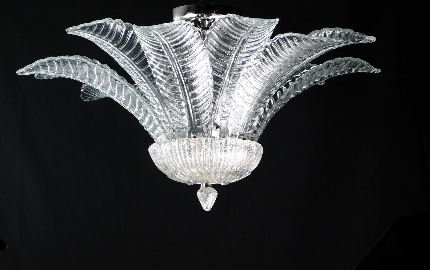Vintage Palmette Chandelier in Crystal Glass , 1985 , made in Murano Italy