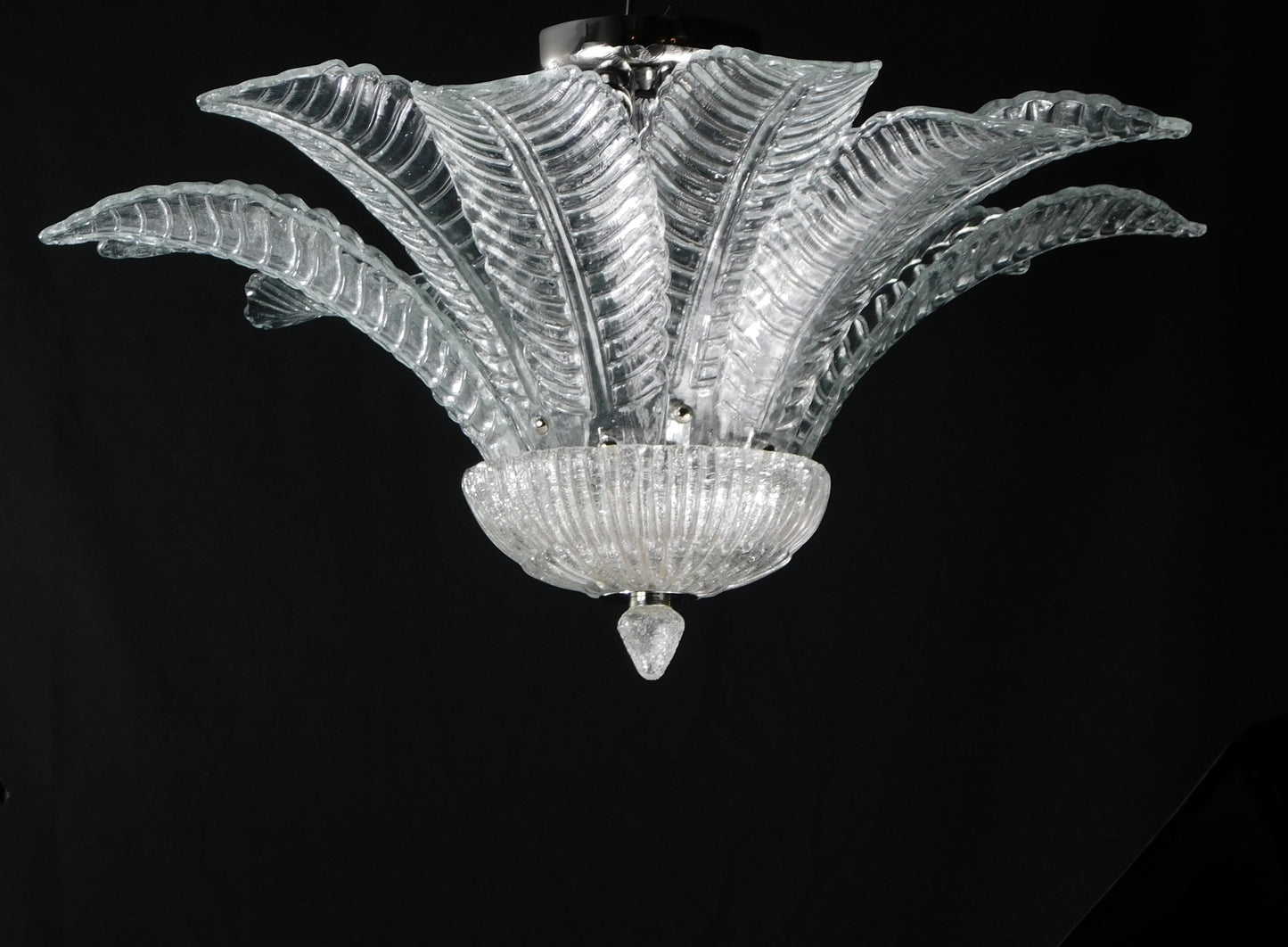 Vintage Palmette Chandelier in Crystal Glass , 1985 , made in Murano Italy