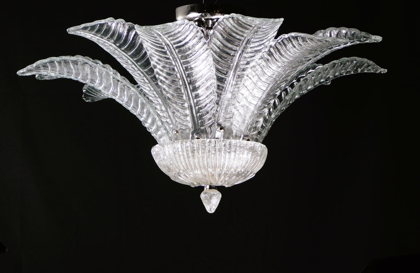 Vintage Palmette Chandelier in Crystal Glass , 1985 , made in Murano Italy