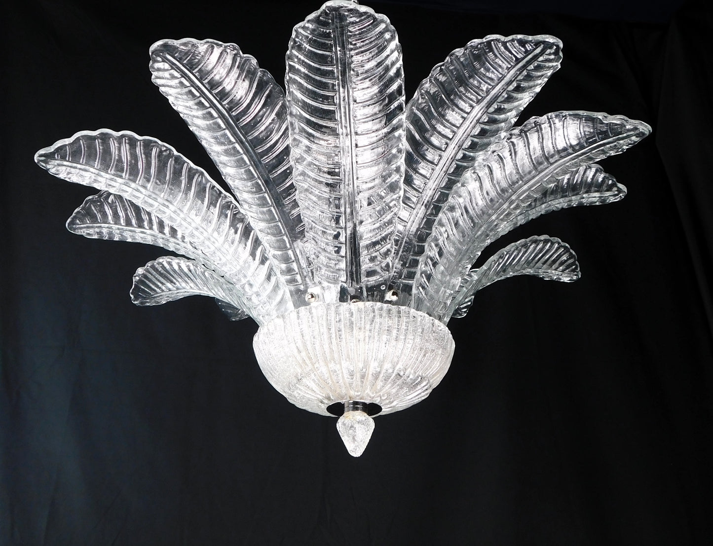 Vintage Palmette Chandelier in Crystal Glass , 1985 , made in Murano Italy