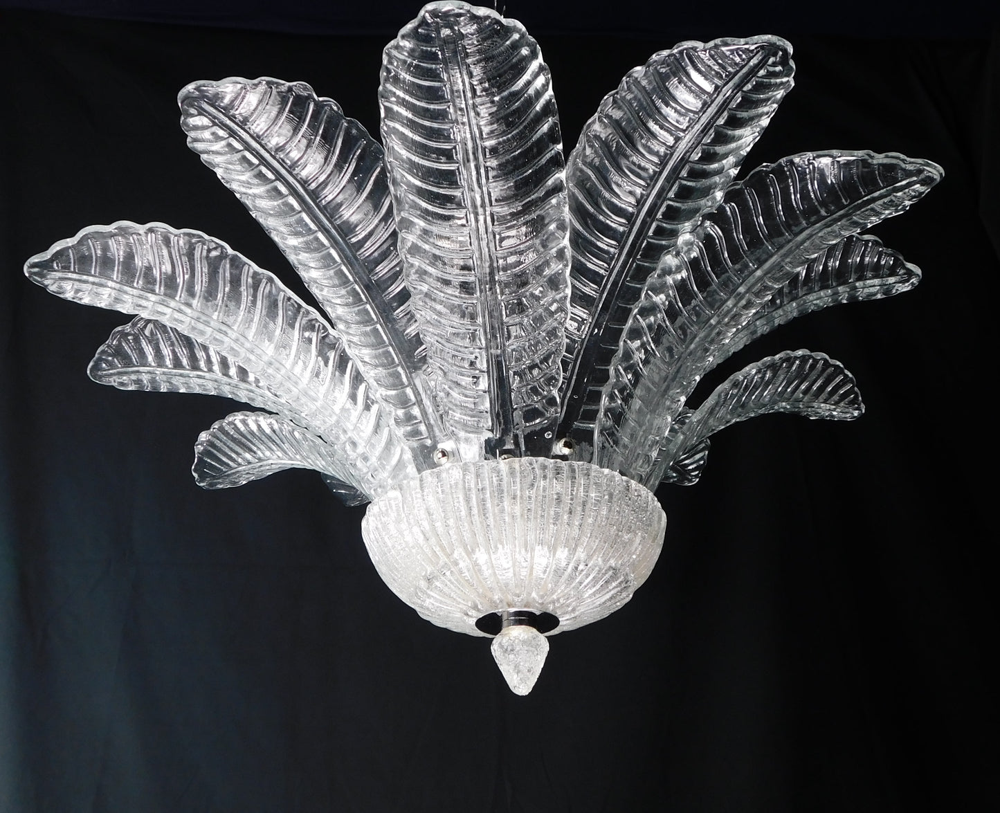 Vintage Palmette Chandelier in Crystal Glass , 1985 , made in Murano Italy