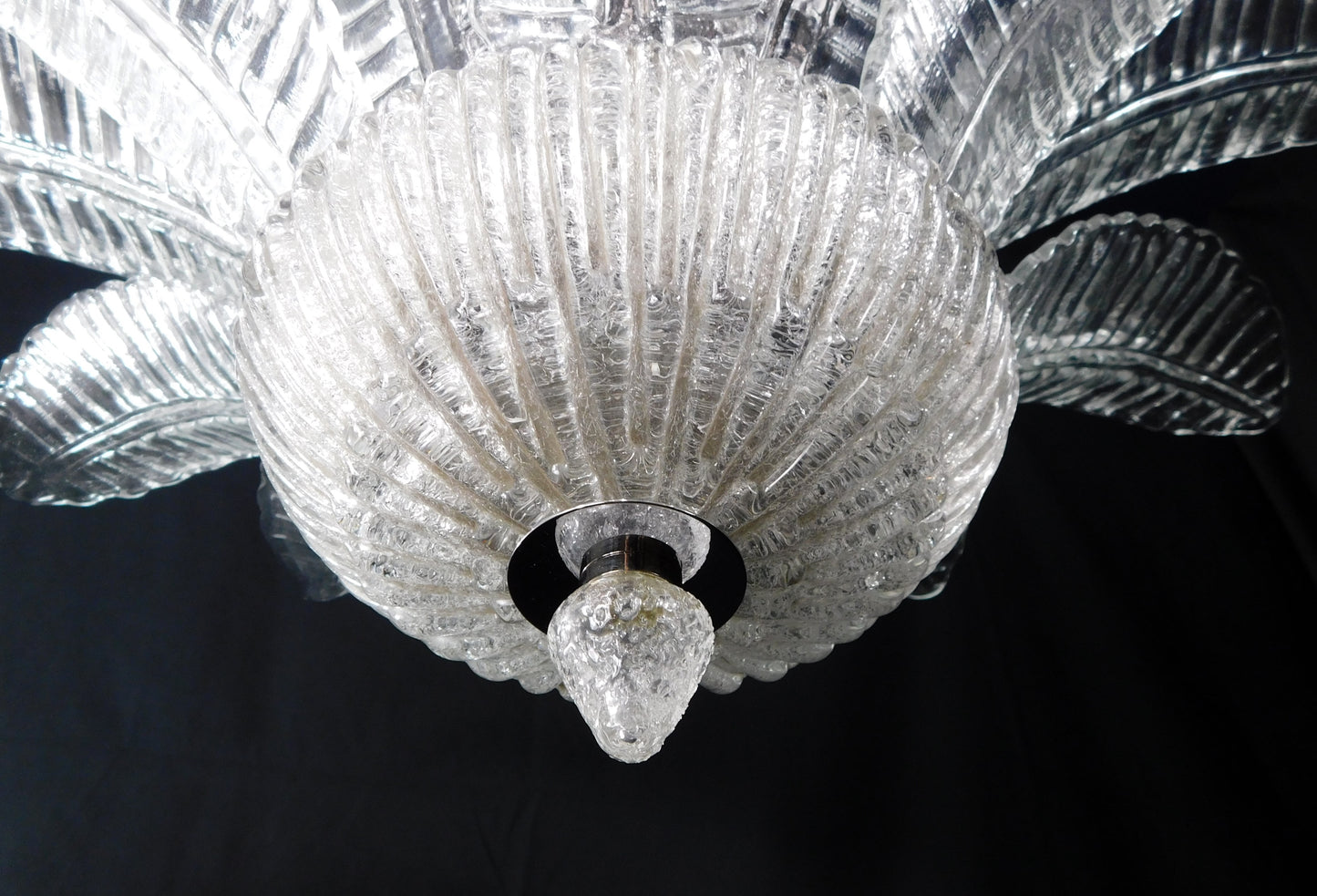 Vintage Palmette Chandelier in Handmade Murano Crystal, Italy, 1985