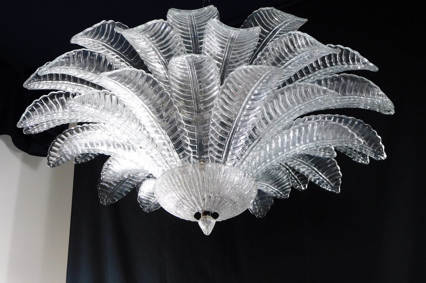 Vintage Palmette Chandelier in Handmade Murano Crystal, Italy, 1985