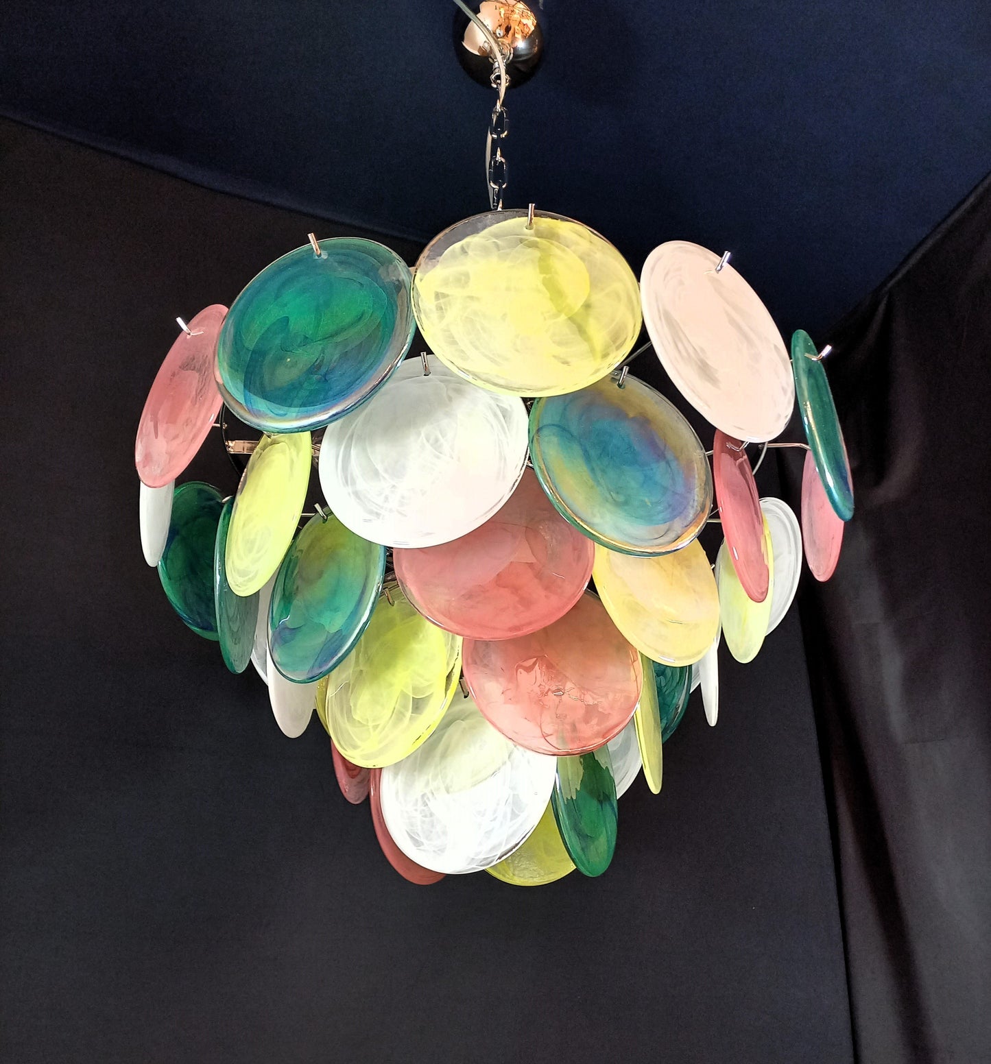 Vintage Murano Disc Chandelier with Alabaster Disc Glass from Mazzega, Venice, Italy, 1981