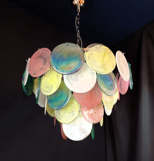 Vintage Murano Disc Chandelier with Alabaster Disc Glass from Mazzega, Venice, Italy, 1981