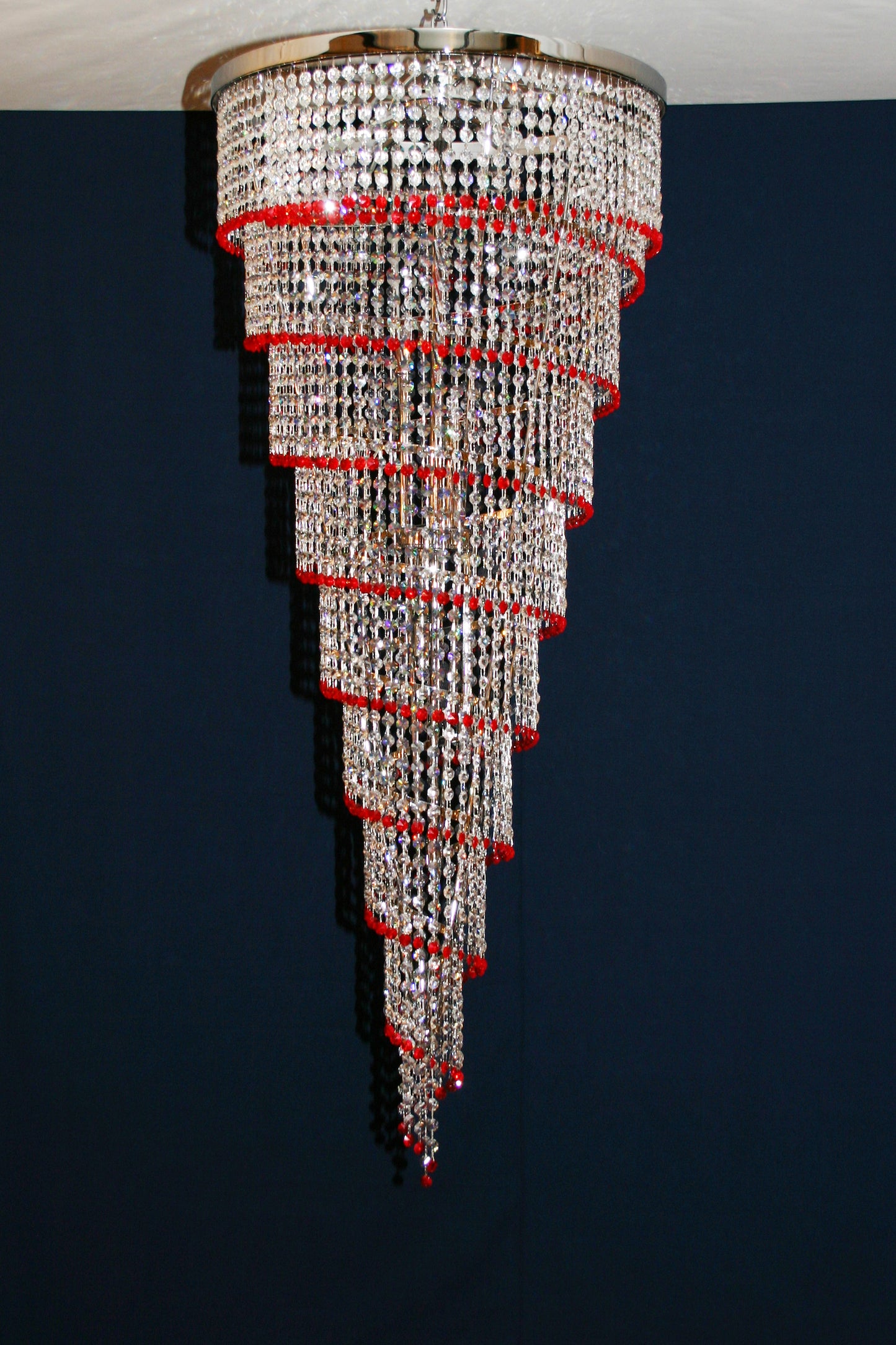 Lampadario Spirale Vintage Murano, stile Murrina. Vetri cristalli di Murano swarovsky, fatti a mano, designed and Made in Murano Italy