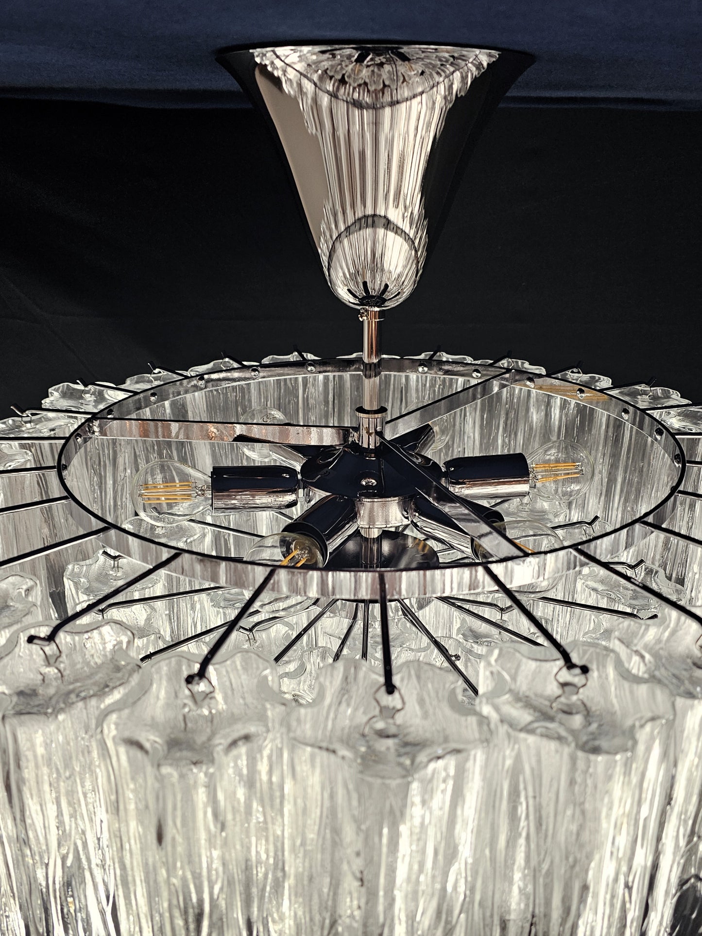 Lampadario di Murano a Vetri tronchi in cristallo fatti a mano. Designed and Made in Murano ,Italy