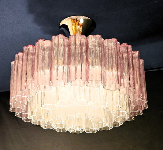 Lampadario di Murano a vetri tronchi, stile Barovier, vetri fatti a mano dai nostri maestri vetrai. Made in Murano, Italy