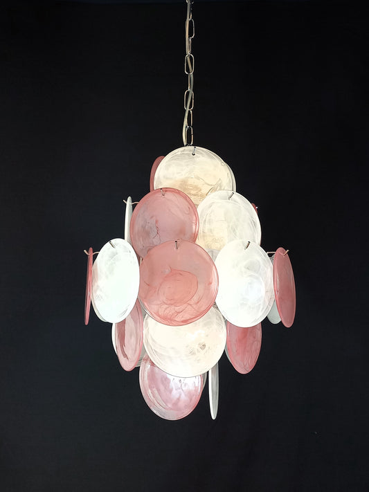 Murano Alabaster Disc Chandelier, with multicolor Alabaster handmade Disc Glass, made in Murano Italy