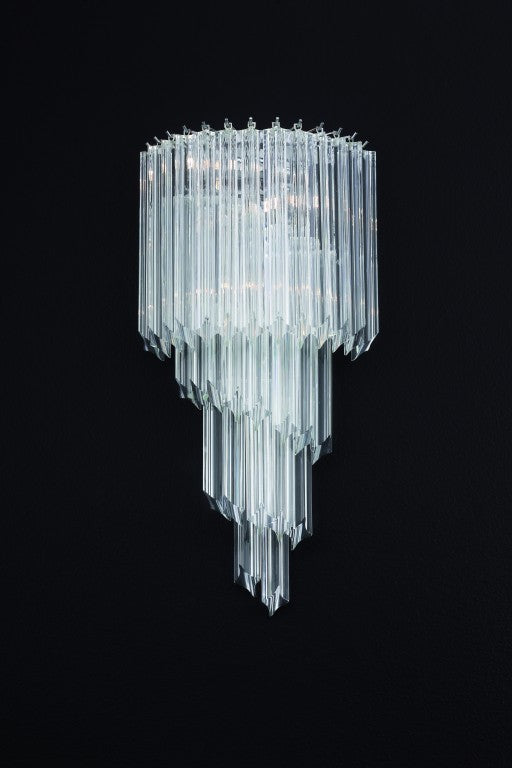 Applique a spirale con vetri prismi quadriedri di Murano, fatto a mano