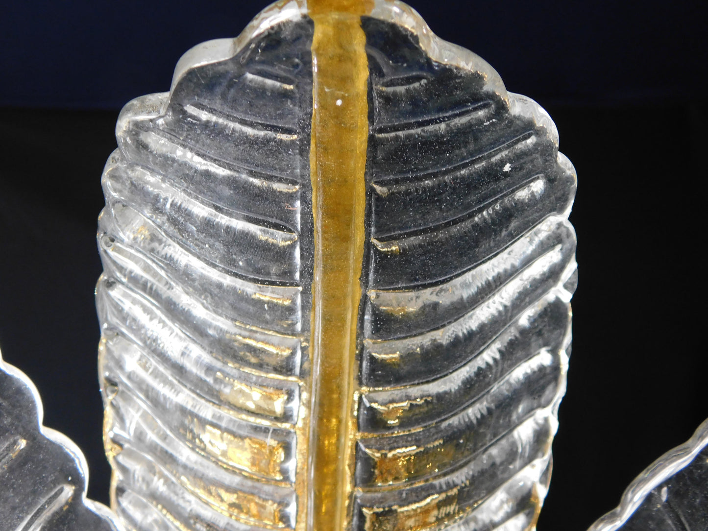 Vintage Palmette Chandelier in Crystal Glass with Gold Thread, 1985