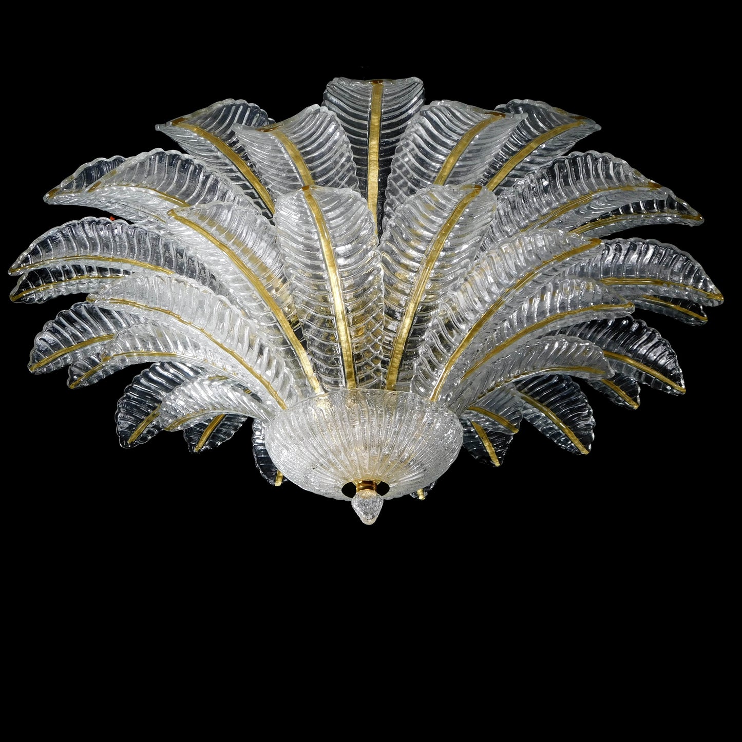 Vintage Palmette Chandelier in Crystal Glass with Gold Thread, 1985