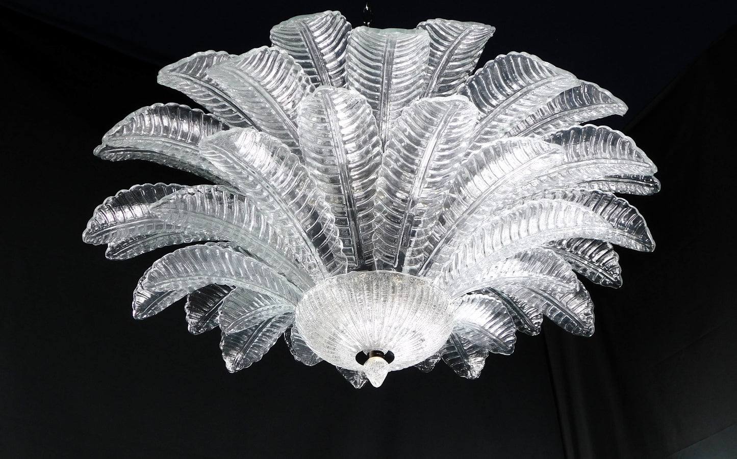 Vintage Palmette Chandelier in Handmade Murano Crystal, Italy, 1985