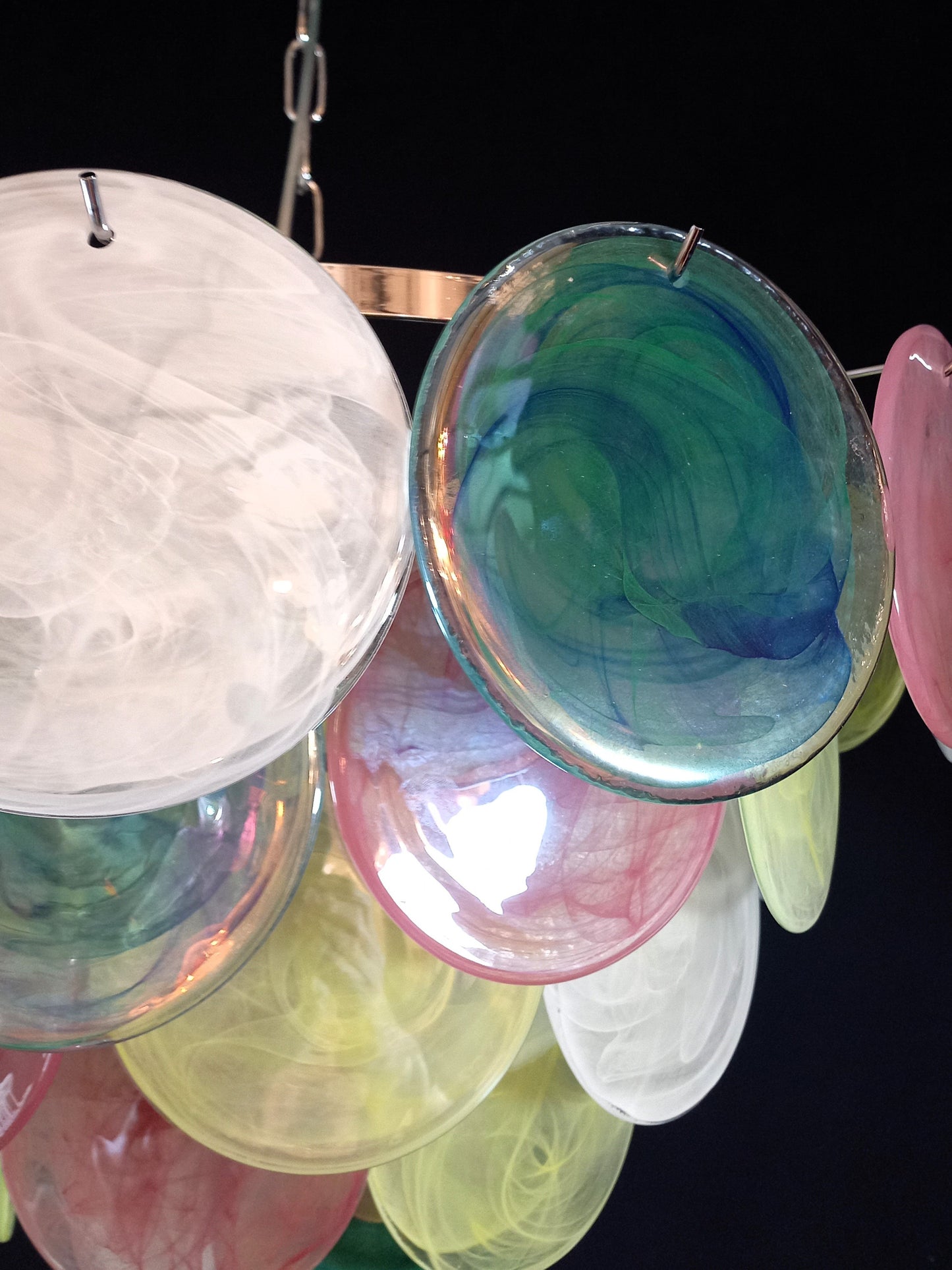 Vintage Murano Disc Chandelier with Alabaster Disc Glass from Mazzega, Venice, Italy, 1981