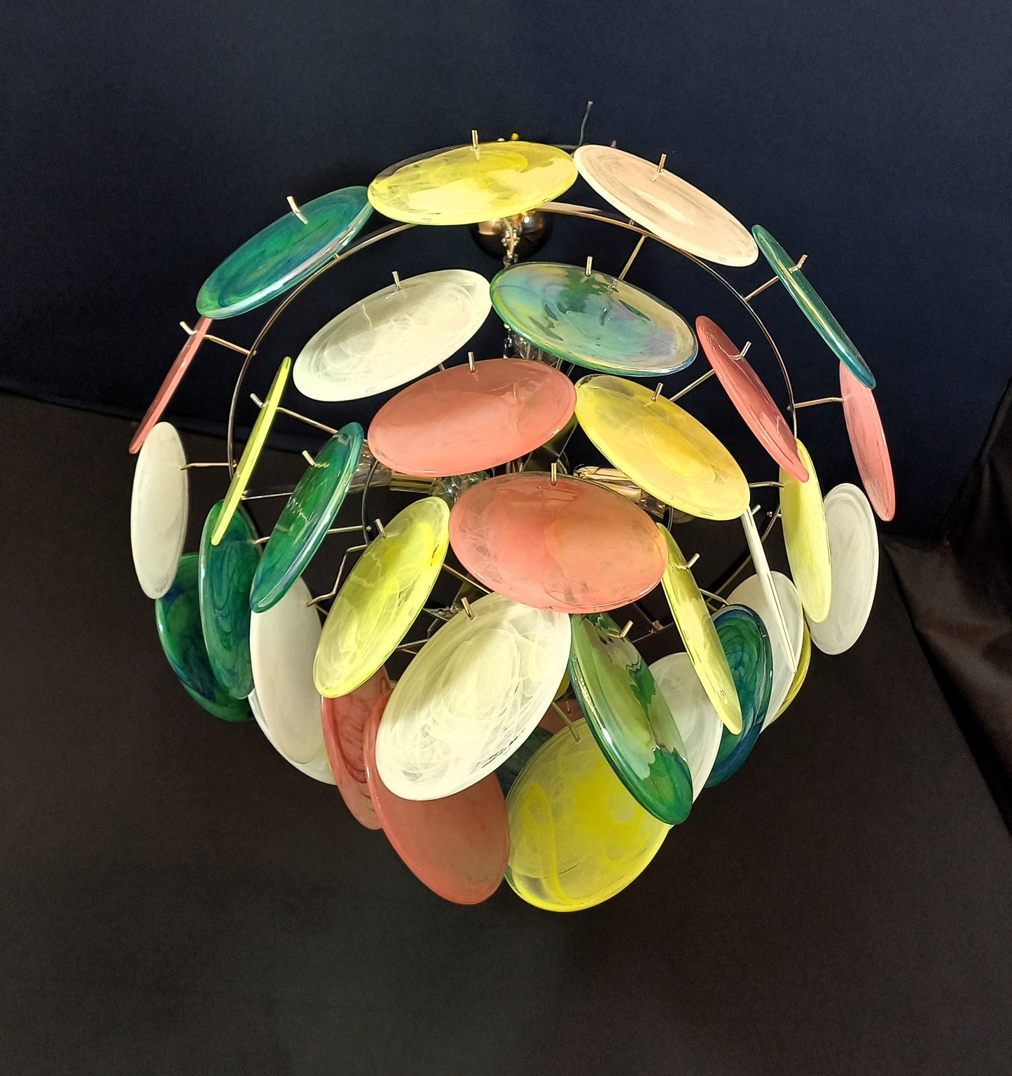 Vintage Murano Disc Chandelier with Alabaster Disc Glass from Mazzega, Venice, Italy, 1981
