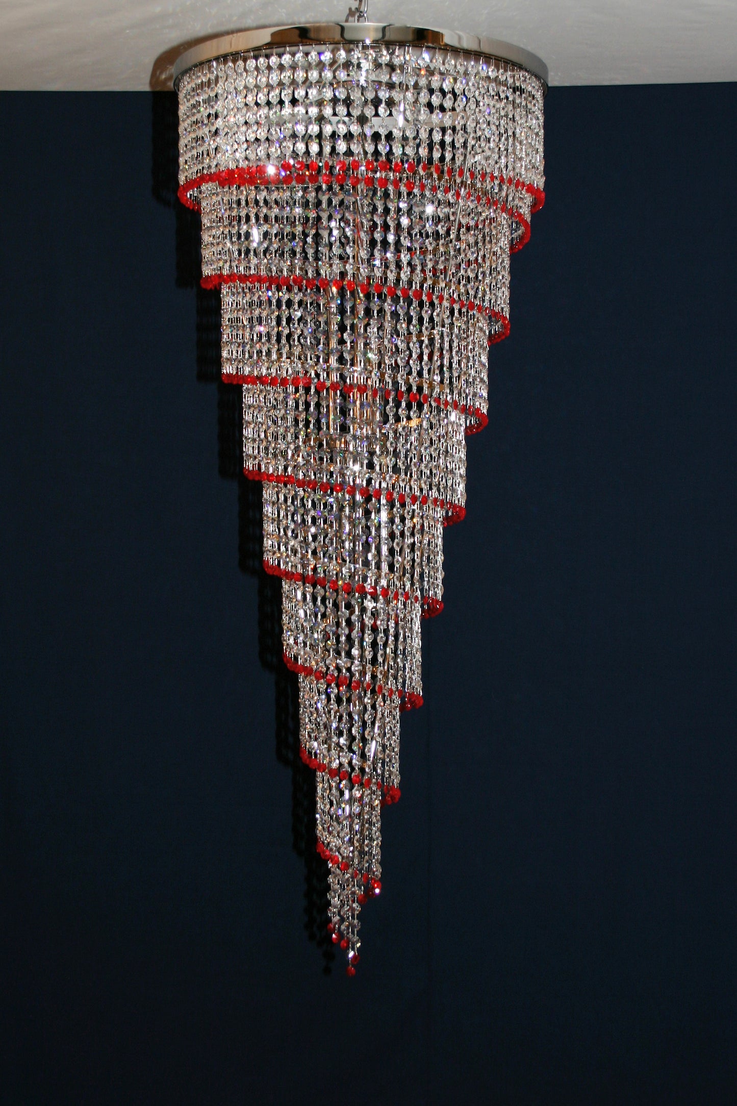 Lampadario Spirale Vintage Murano, stile Murrina. Vetri cristalli di Murano swarovsky, fatti a mano, designed and Made in Murano Italy